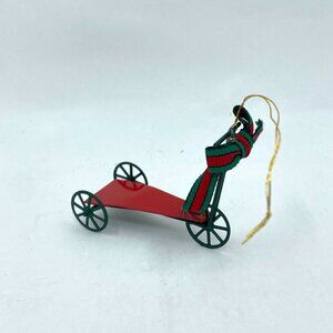 Vintage Red Three-Wheel Scooter Christmas Ornament with Red and Green Bow
